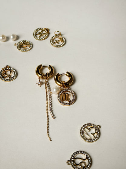 Zodiac earrings with a pearl